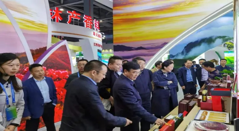 Nacionalinės miškų ir pievų administracijos ir Jiangxi provincijos miškų biuro vadovai apžiūri mūsų stendą Provincial Forestry Expo.